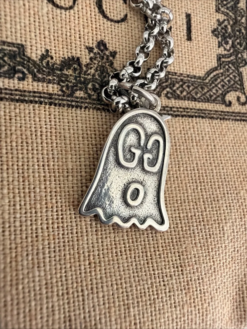 Gucci Silver Ghost Pendant Necklace